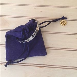 Tory Burch Silver Signature T Logo Bracelet